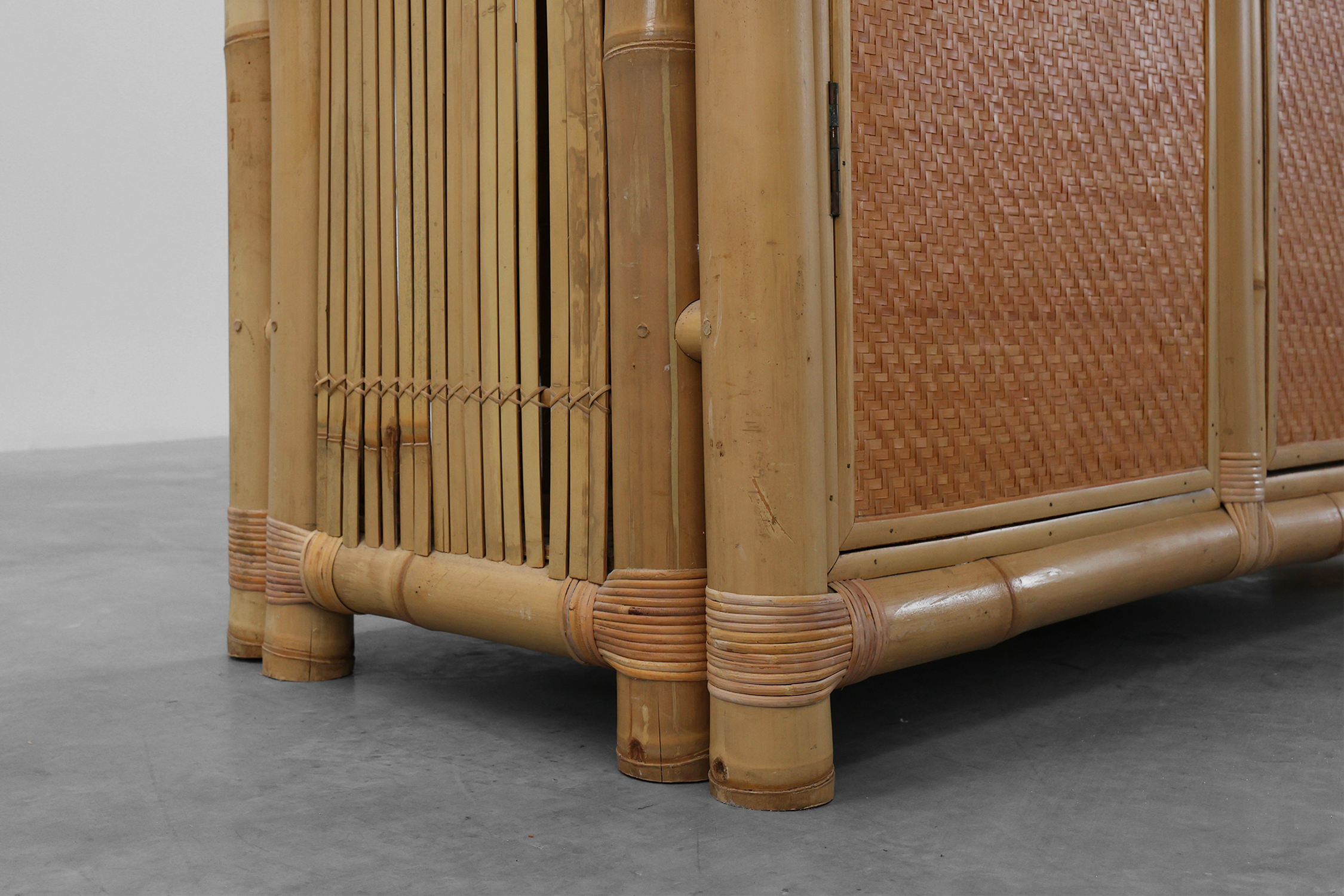 Pair of bamboo and rattan wardrobes, Italy ca. 1960thumbnail